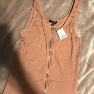 Medium coral zipper tank top